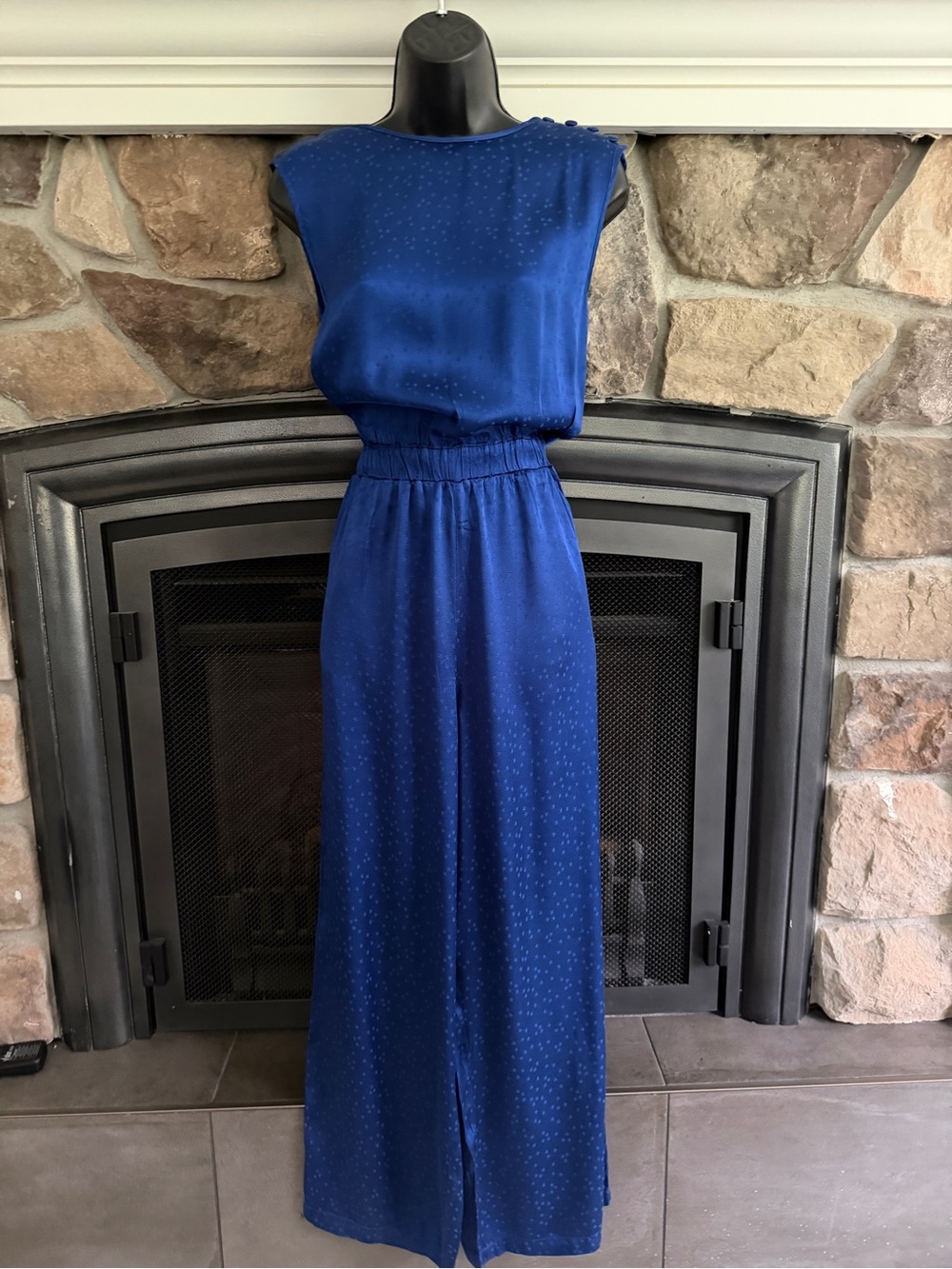 Sleeveless Royal Blue Jumpsuit with Elastic Waist